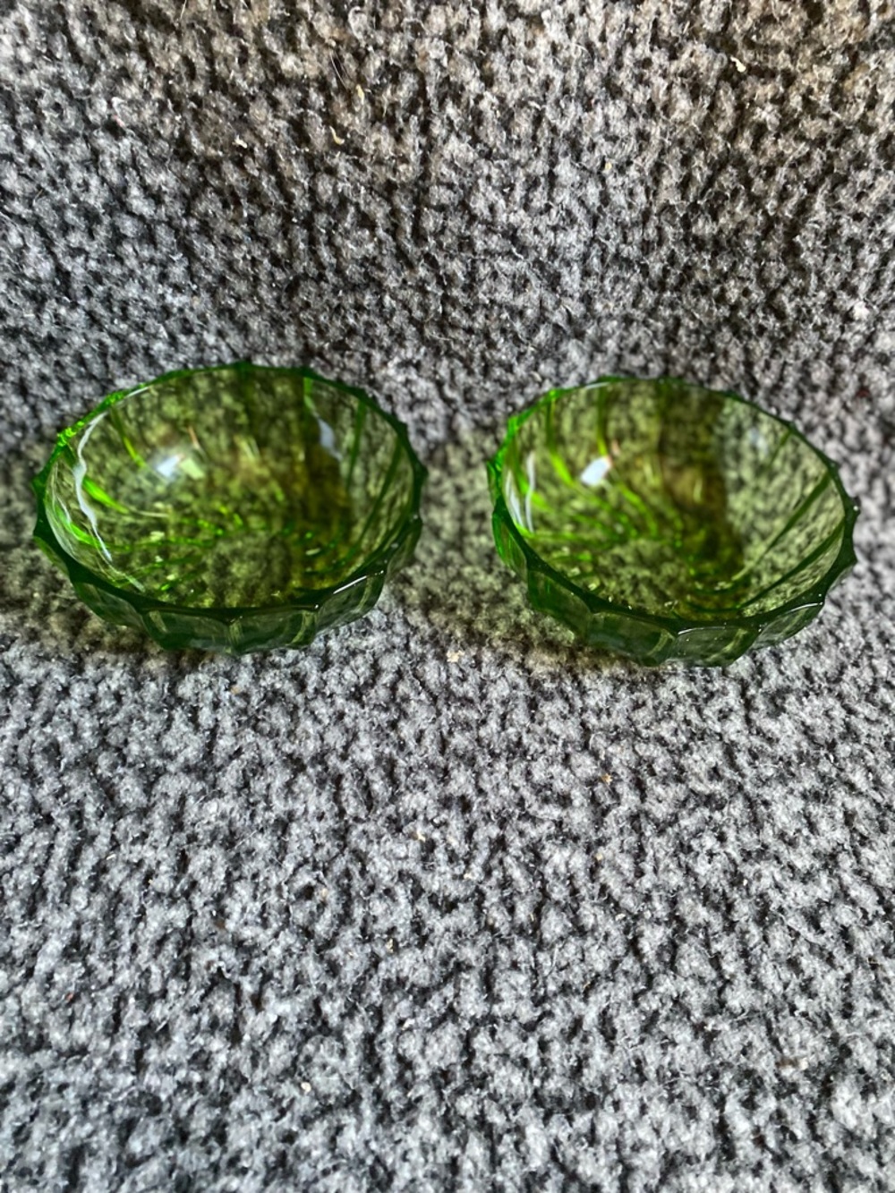 Vintage Green Glass Candy Dishes - Set of 2